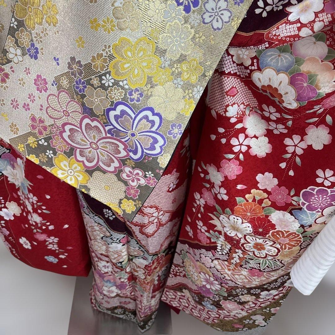 未使用に近い　正絹振袖フルセット　長襦袢付き　古典柄　豪華駒刺繍　成人式に