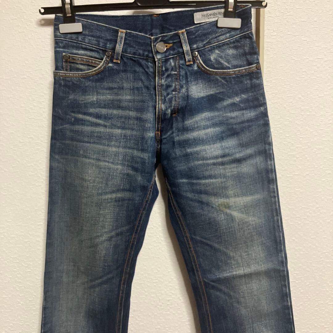 YSL☆イヴサンローラン☆レディースストレートデニム ダークブルーイタリー製44