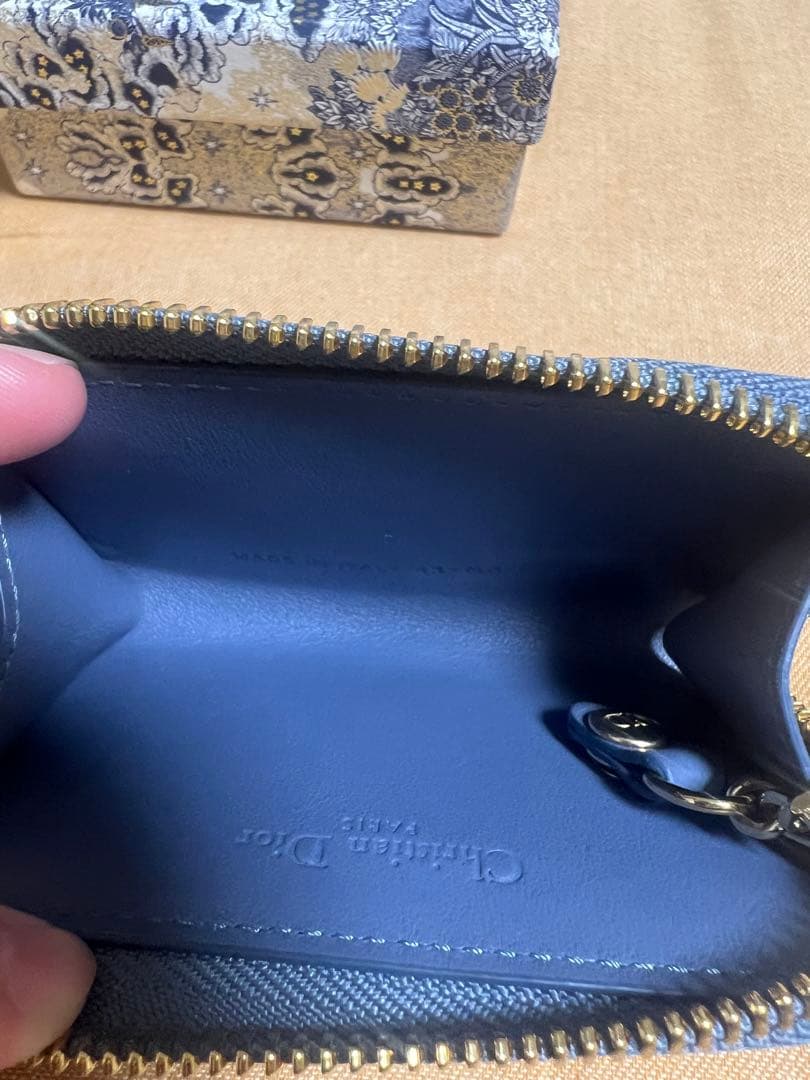 DIOR ディオール カナージュ パテントレザー ケース くすみブルー