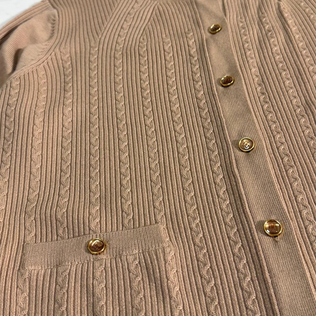 美品　DAKS 金ボタン　ウールカシミヤ　ケーブルカーディガン　キャメル