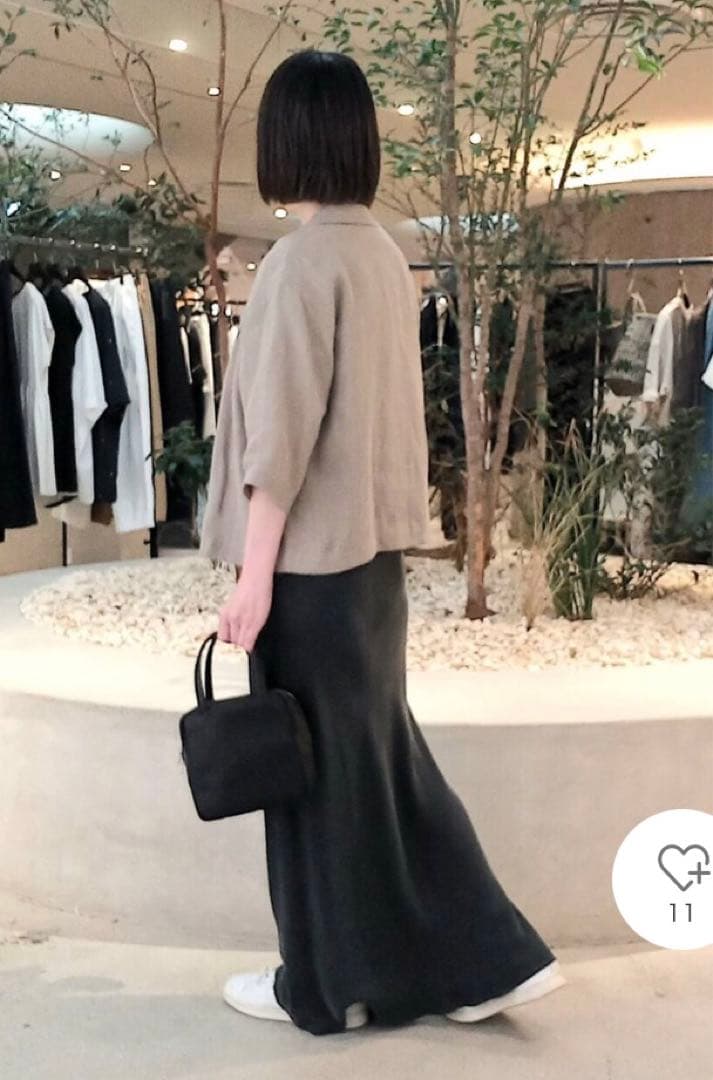 未使用タグ付き　かぐれ　リネンハーフスリーブジャケット