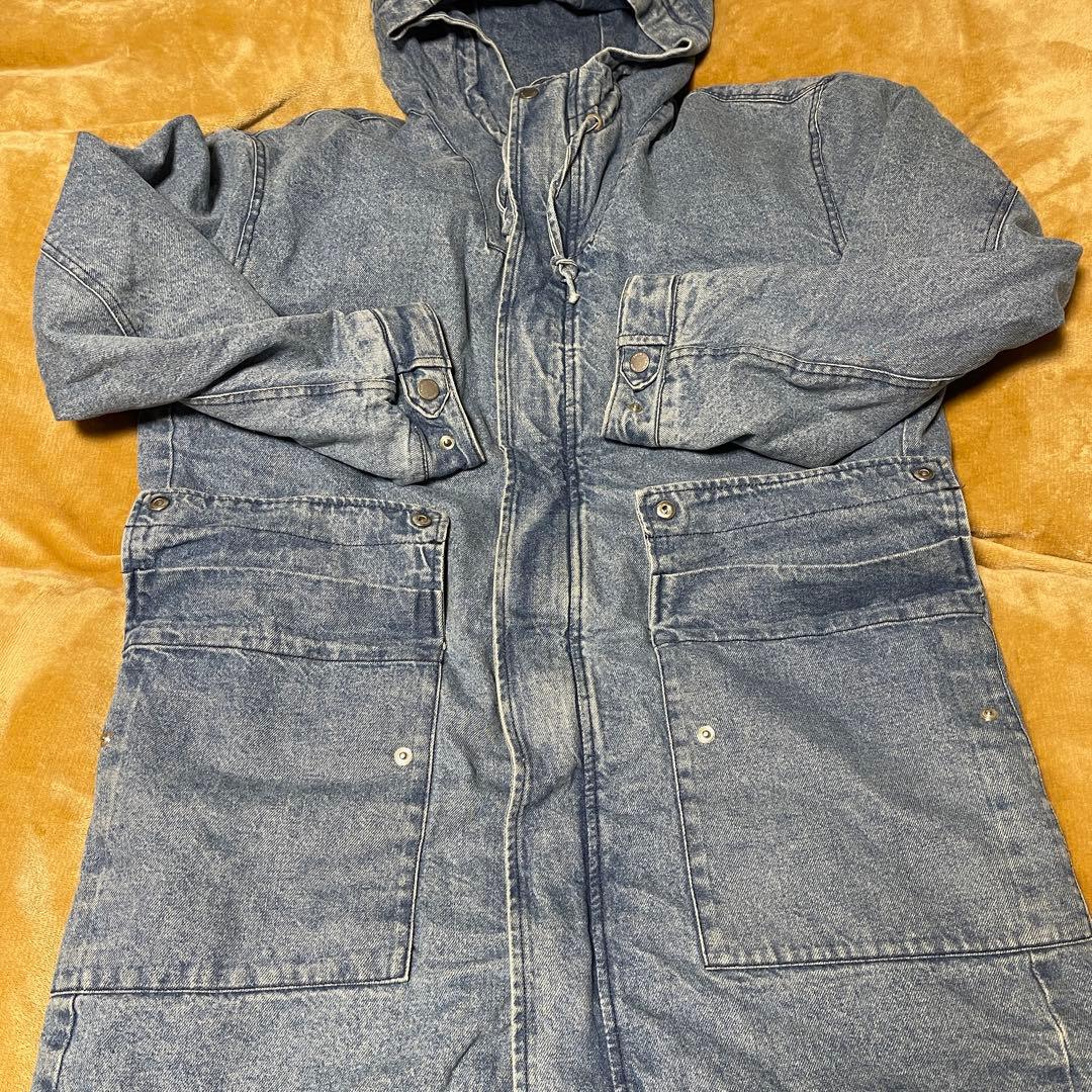 【美品】ZARA 裏ボアデニムコート モッズコート フーデッドMEX40