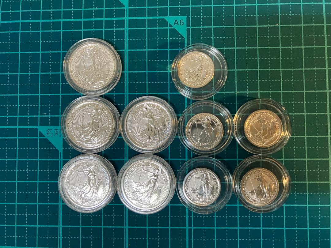 ブリタニア銀貨 1/10オンス 1/4 エリザベス女王 銀製記念硬貨 10枚