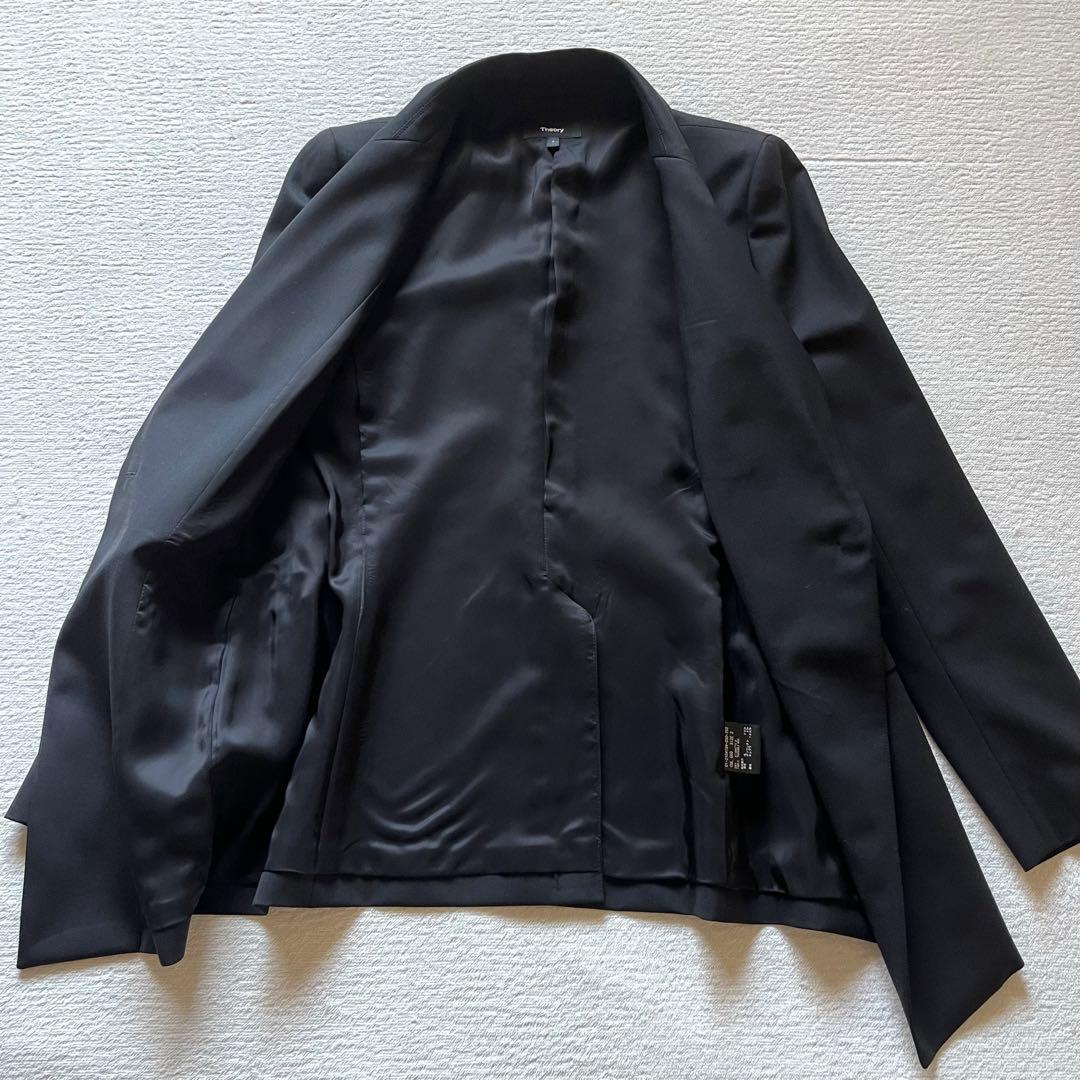 極美品 セオリー Theory テーラードジャケット 黒 M ピークドラペル