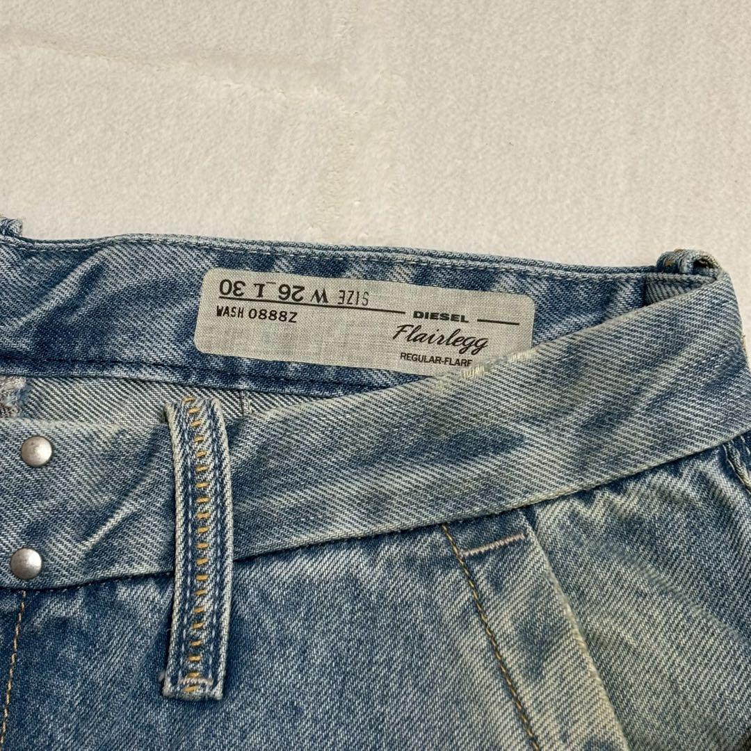 未使用✨DIESEL フレアレッグ　デニムパンツ　ダメージ加工 ブルー　26