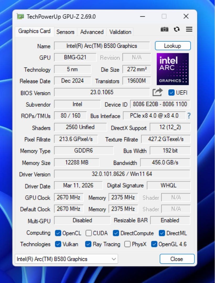 [外観訳アリ] Intel Arc B580 Limited Edition