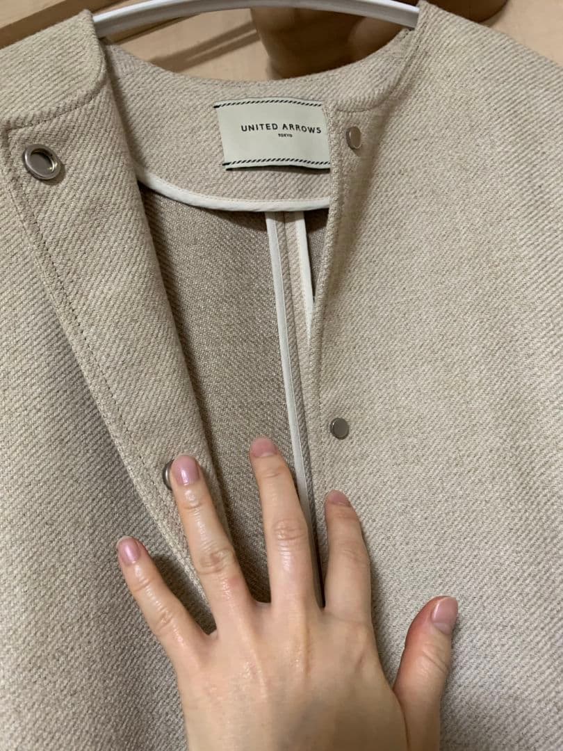 美品 UNITED ARROWS フェイクリネンノーカラーコート49,500円