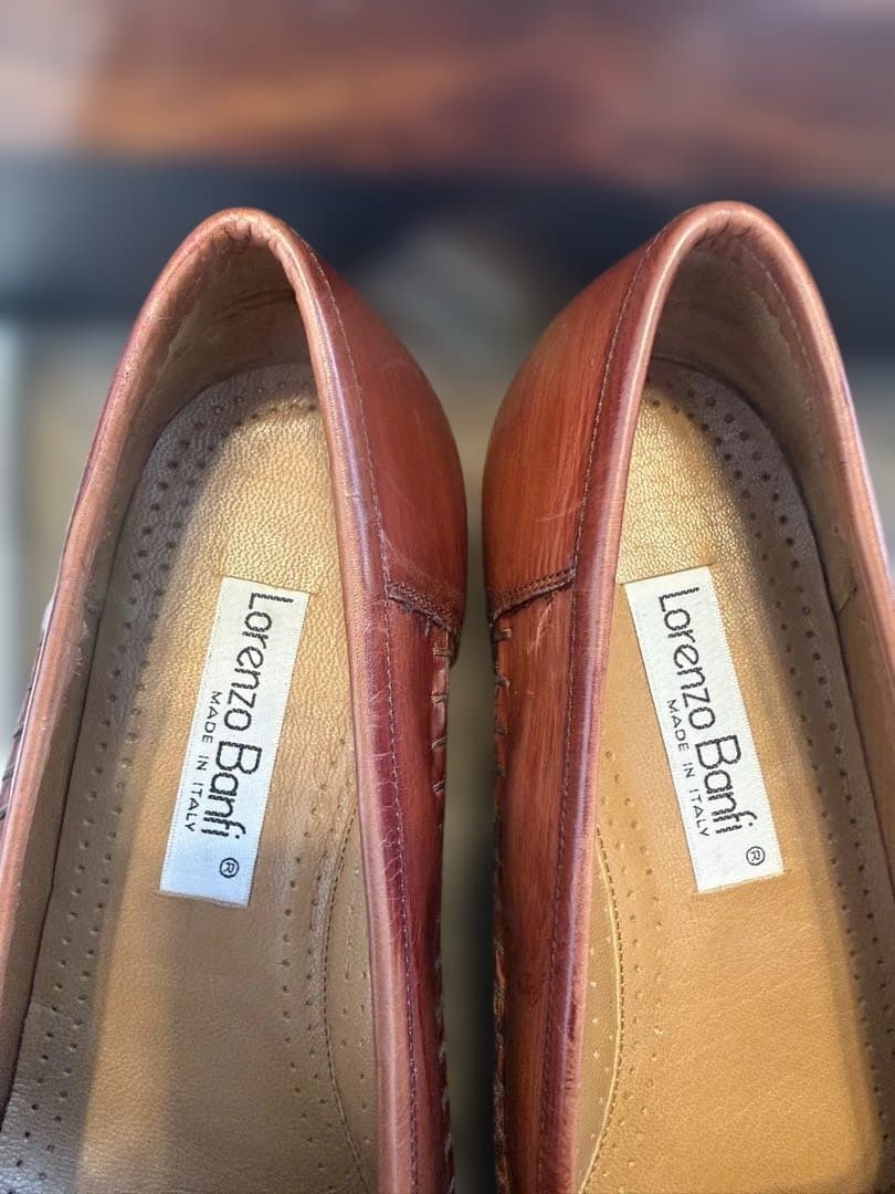 美品Lorenzo Banfi レザー デッキシューズ