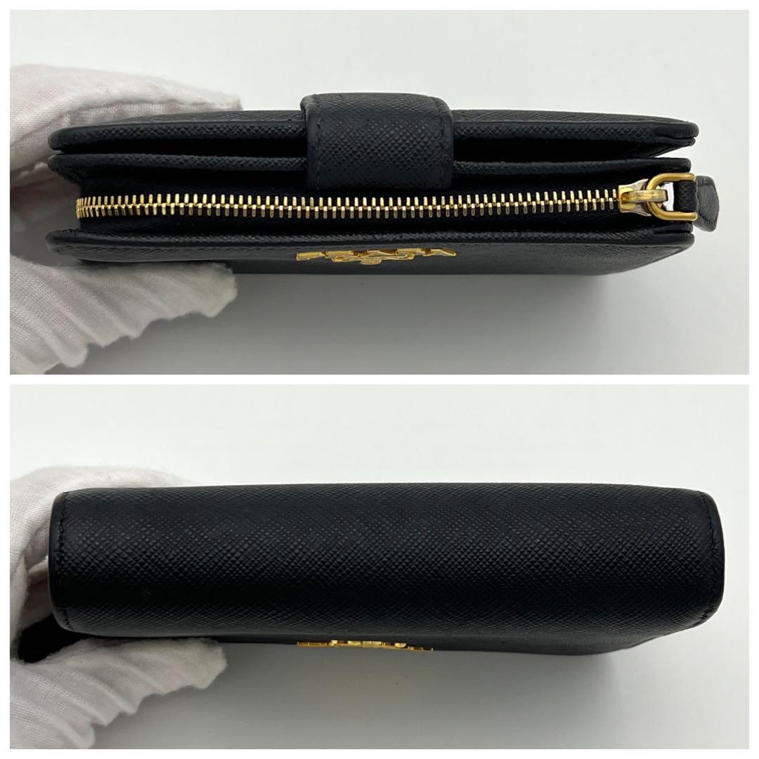 【極美品】 PRADA 二つ折り財布 サフィアーノ ロゴゴールド 1ML225