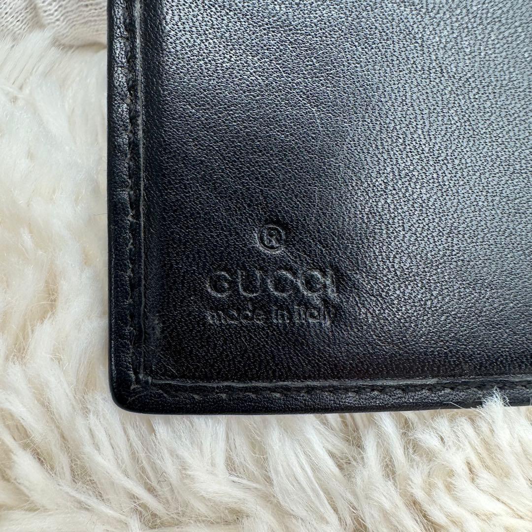 ✨箱あり✨美品　グッチ　二つ折り財布　ジャッキー　GG柄 キャンバス　レザー　黒