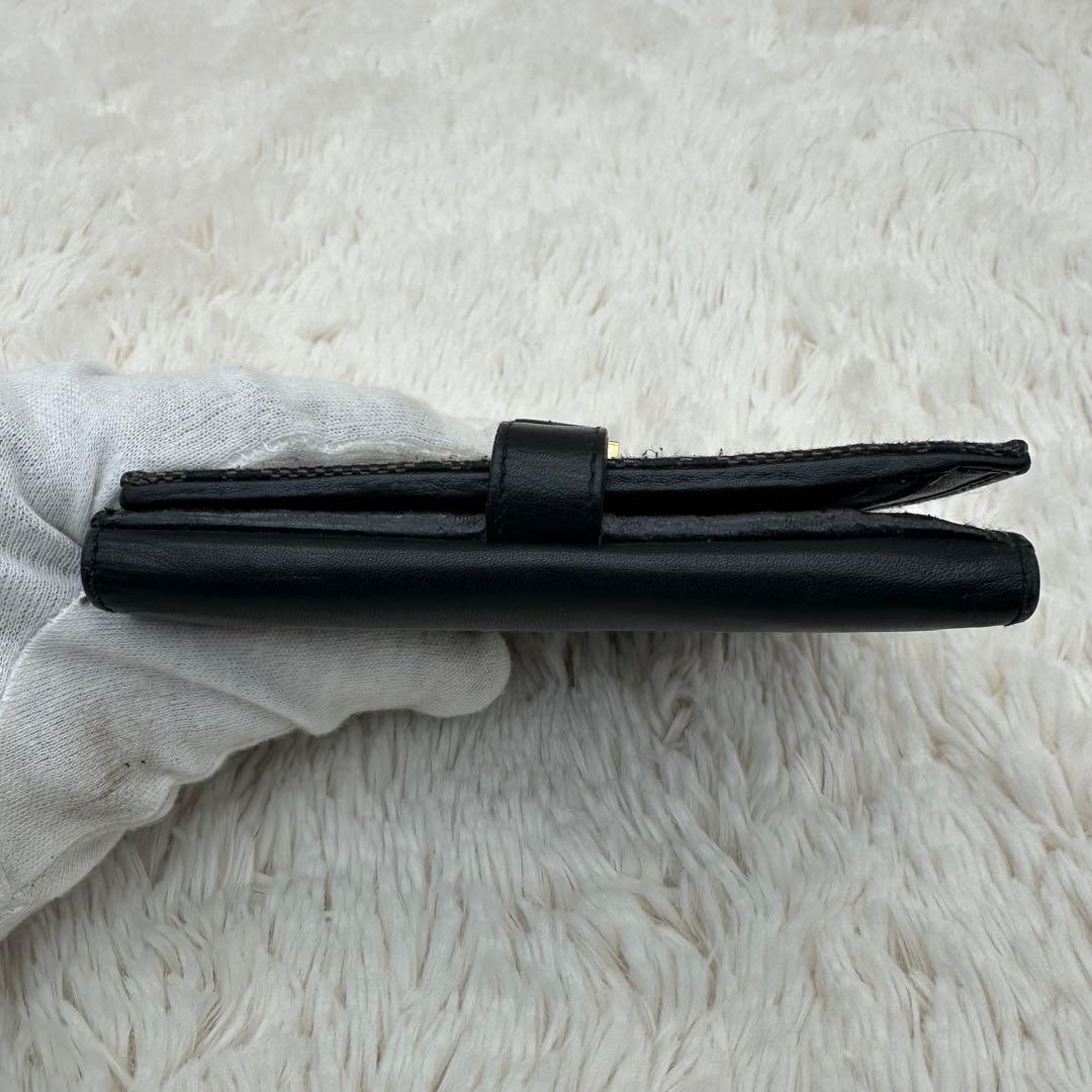 ✨箱あり✨美品　グッチ　二つ折り財布　ジャッキー　GG柄 キャンバス　レザー　黒