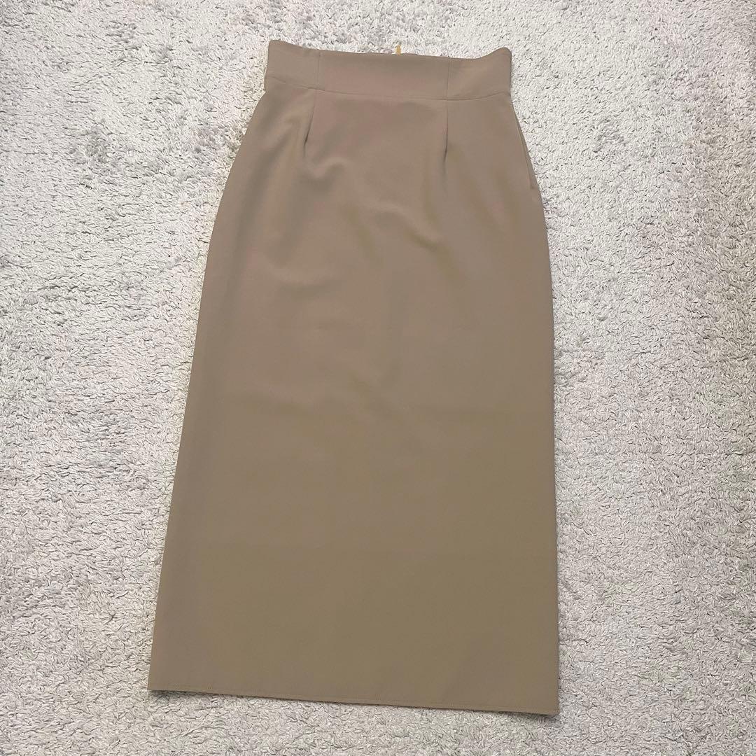 美品 Noble ジャージーライクカラータイトスカート ベージュ 40
